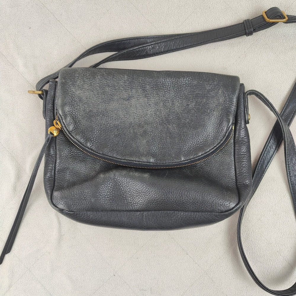HOBO Black Pebbled Leather Crossbody with Gold Accents